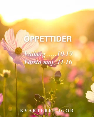 Under veckan firar vi Valborg 🔥🌸
Stämningen är på topp och vi ser fram emot härliga festligheter på Stora Torget precis utanför oss!

Självklart håller vi öppet som vanligt – med lite justerade öppettider på första maj.

Varmt välkommen 🌞✨